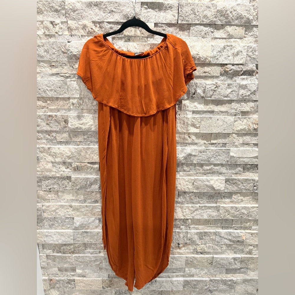 See video VENUS Terracotta Maxi Dress pants size 6 flowery fabric see video 💃🏽